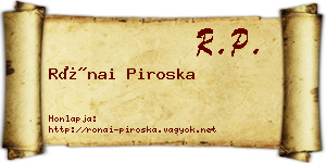 Rónai Piroska névjegykártya
