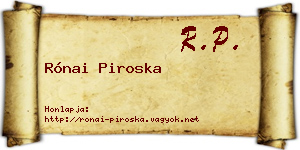 Rónai Piroska névjegykártya